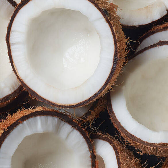 NYX Professional Makeup Coconut Cutie Hair & Body Fragrance Mist open coconuts representing top notes of apple, peach, pear, and coconut.