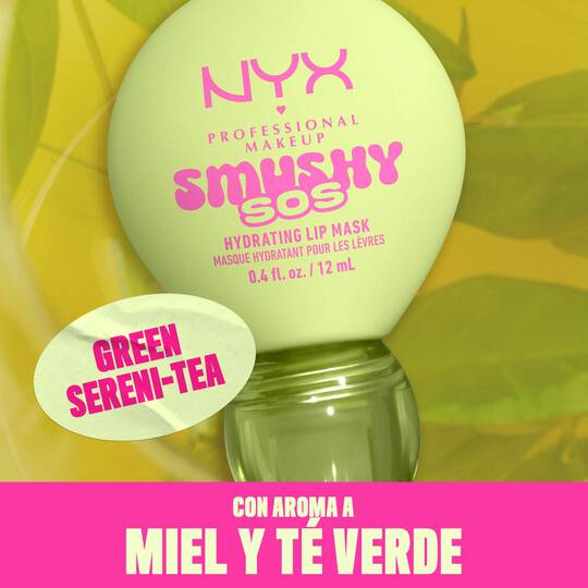 NYX Professional Makeup Smushy SOS Hydrating Lip Mask, Green Sereni-tea, honey green tea scent