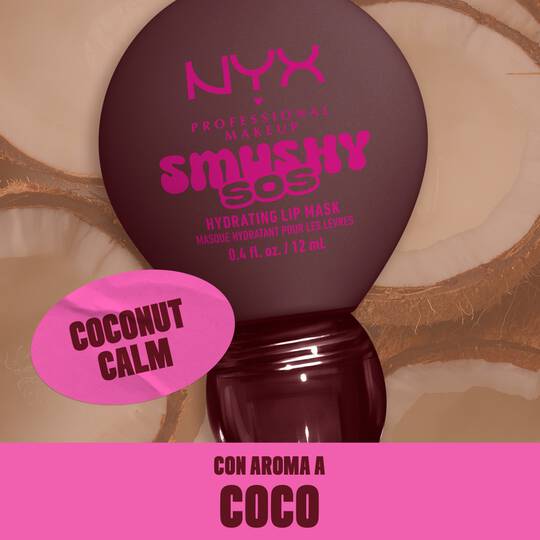 NYX Professional Makeup Smushy SOS Hydrating Lip Mask, Coconut Calm, coconut scent