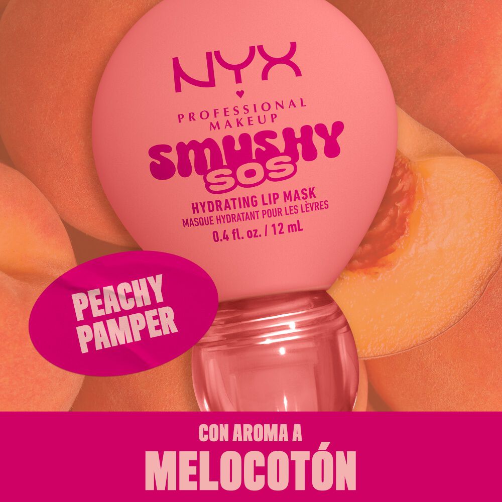 NYX Professional Makeup Smushy SOS Hydrating Lip Mask, Peachy Pamper, peach scent