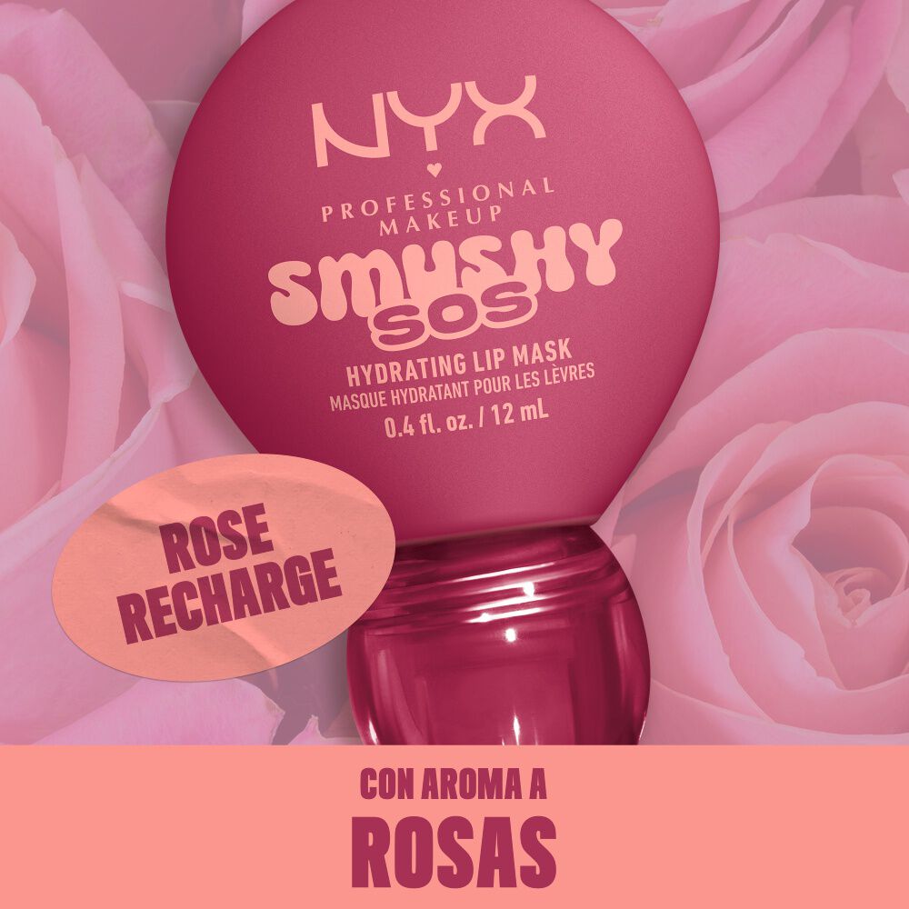 NYX Professional Makeup Smushy SOS Hydrating Lip Mask, Rose Recharge, rose scent
