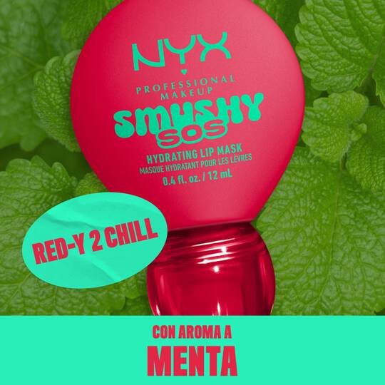 NYX Professional Makeup Smushy SOS Hydrating Lip Mask, Red-y 2 Chill, peppermint scent