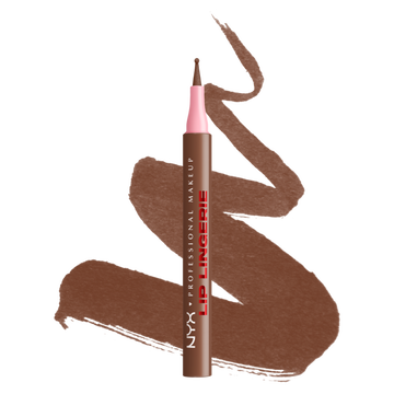 Lip Lingerie Lip Liner Stain packshot solider show on top of product swatch in shade 06 Up to No Good