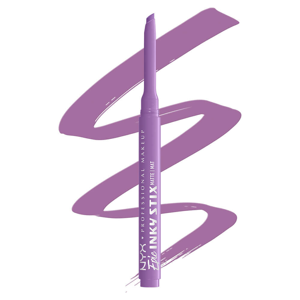 Buttermelt Stix packshot solider show on top of product swatch in shade 08 Lavender Link